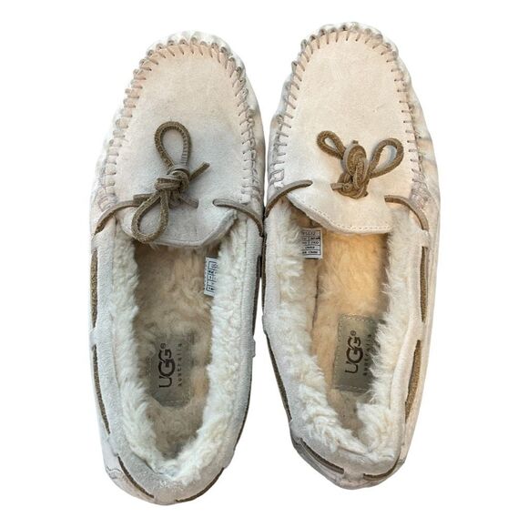 UGG Dakota Amberlight Moccasin Loafer Pink Shell Suede Leather Slipper Flats 9 - Picture 6 of 9